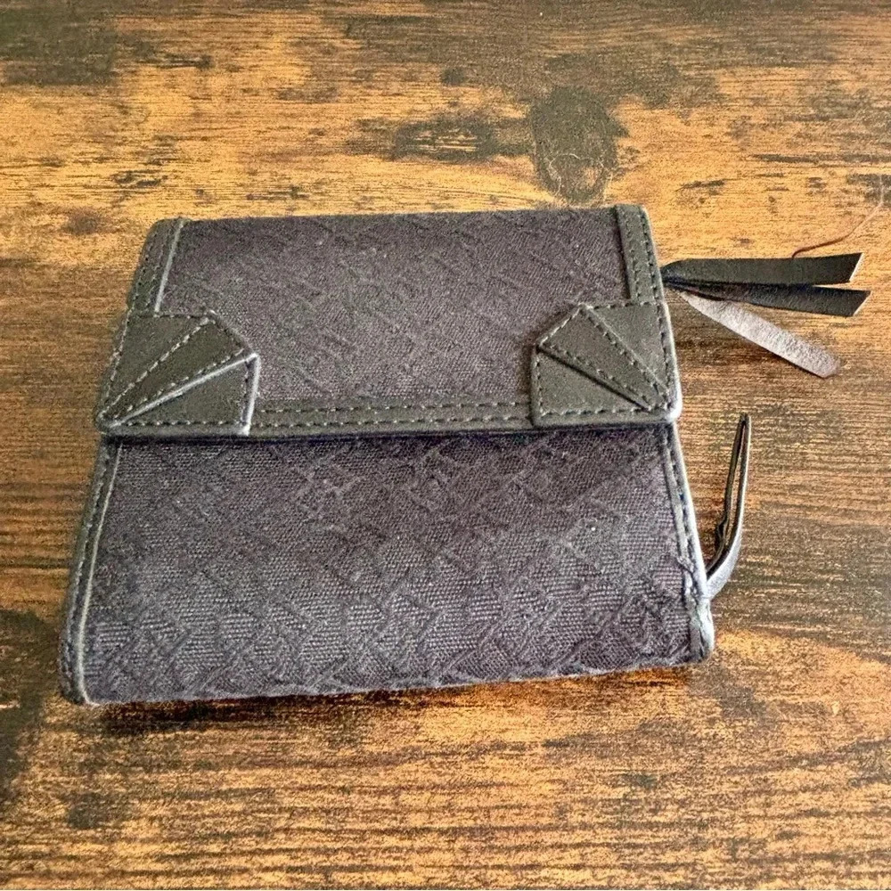 DKNY| Black 3-Fold Canvas/Leather Small 4 x 4” Wallet